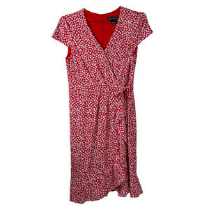 Vintage Jessica Howard Red Floral Faux Wrap Dress 12